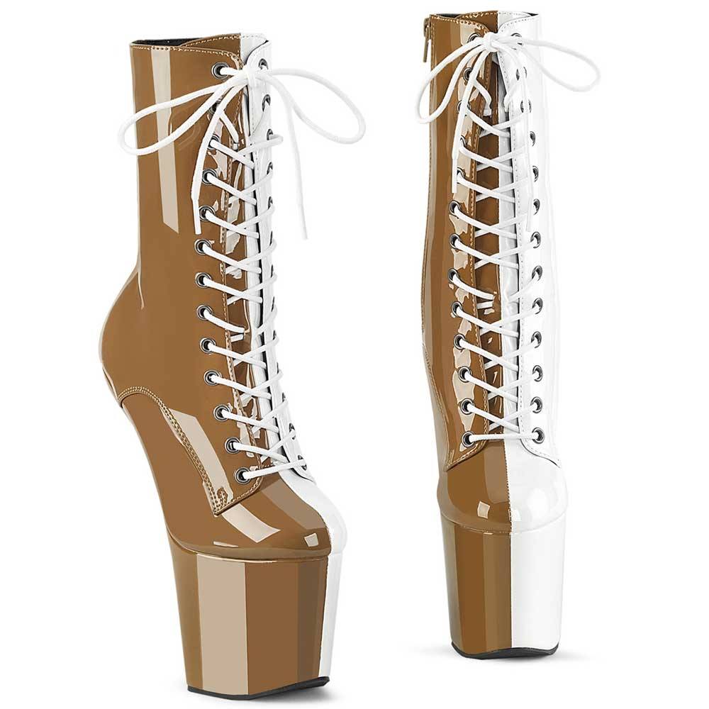 Pleaser - CRAZE1040TT Bottes de plateforme, Pole dance chaussures - Marron/Blanc Product image